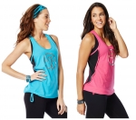 Zumba Burn it Up Bubble Tanks Blue - Pink