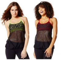 Zumba Mesh With Me Tops Green - Red